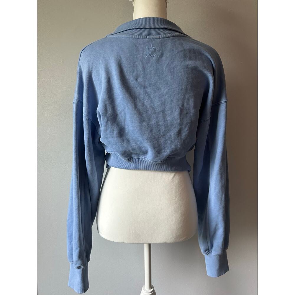 Offline by Aerie Blue Collared Zip Up Cropped Sweatshirt Athleisure Size M - Picture 4 of 8